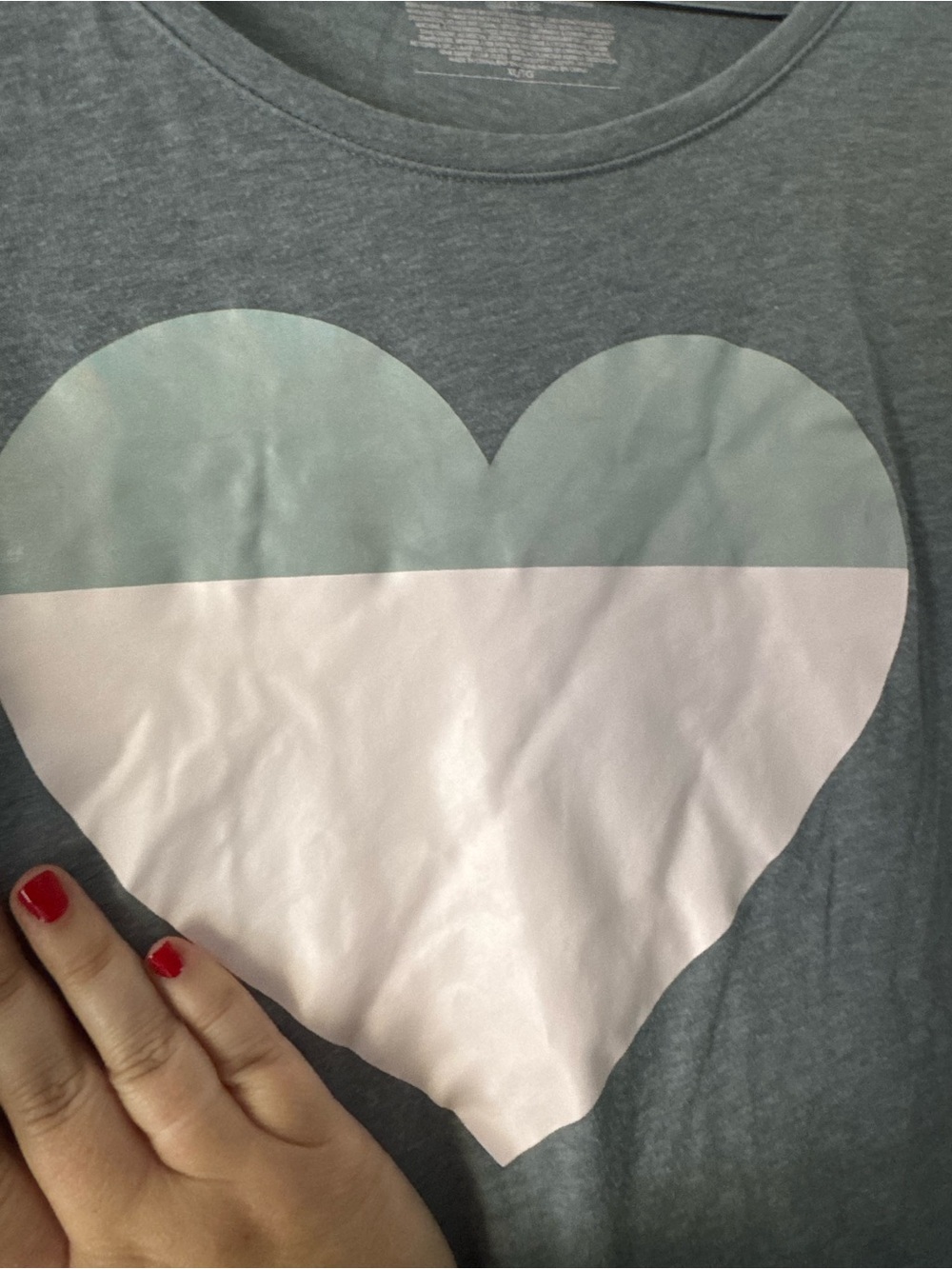 Victoria’s Secret XL Grey Pink Heart Sleep Lounge Tee Cozy Loungewear Sleepwear - Picture 5 of 12